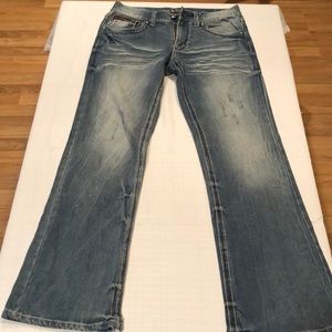 Axe and Crown Distressed Jeans • 32x34